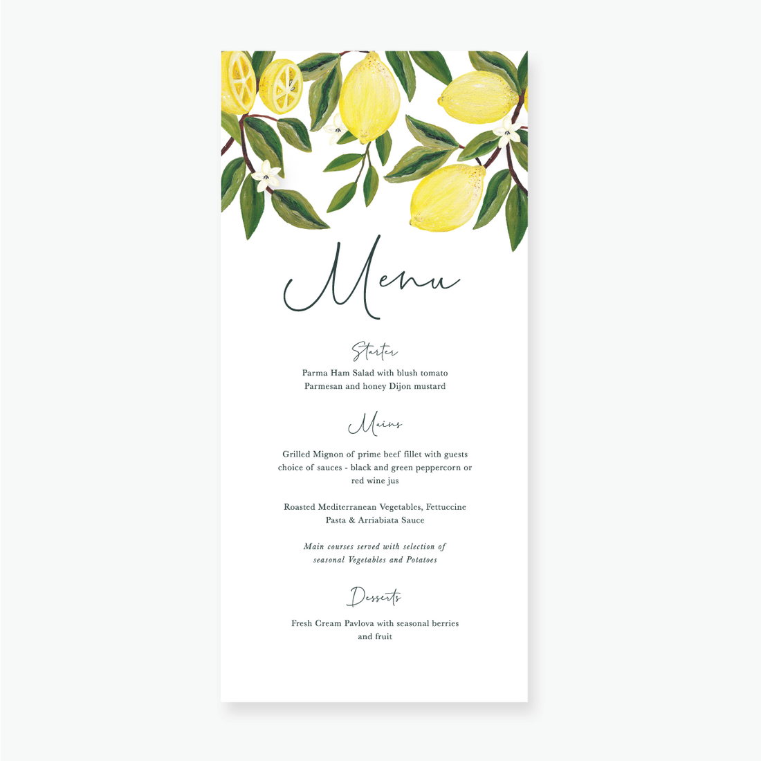 Lemon Garden Menu