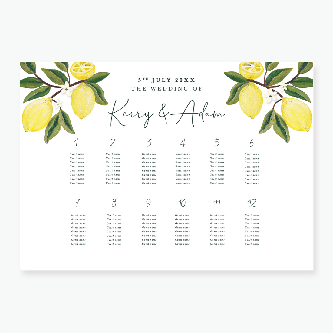 Lemon Garden Table Plan