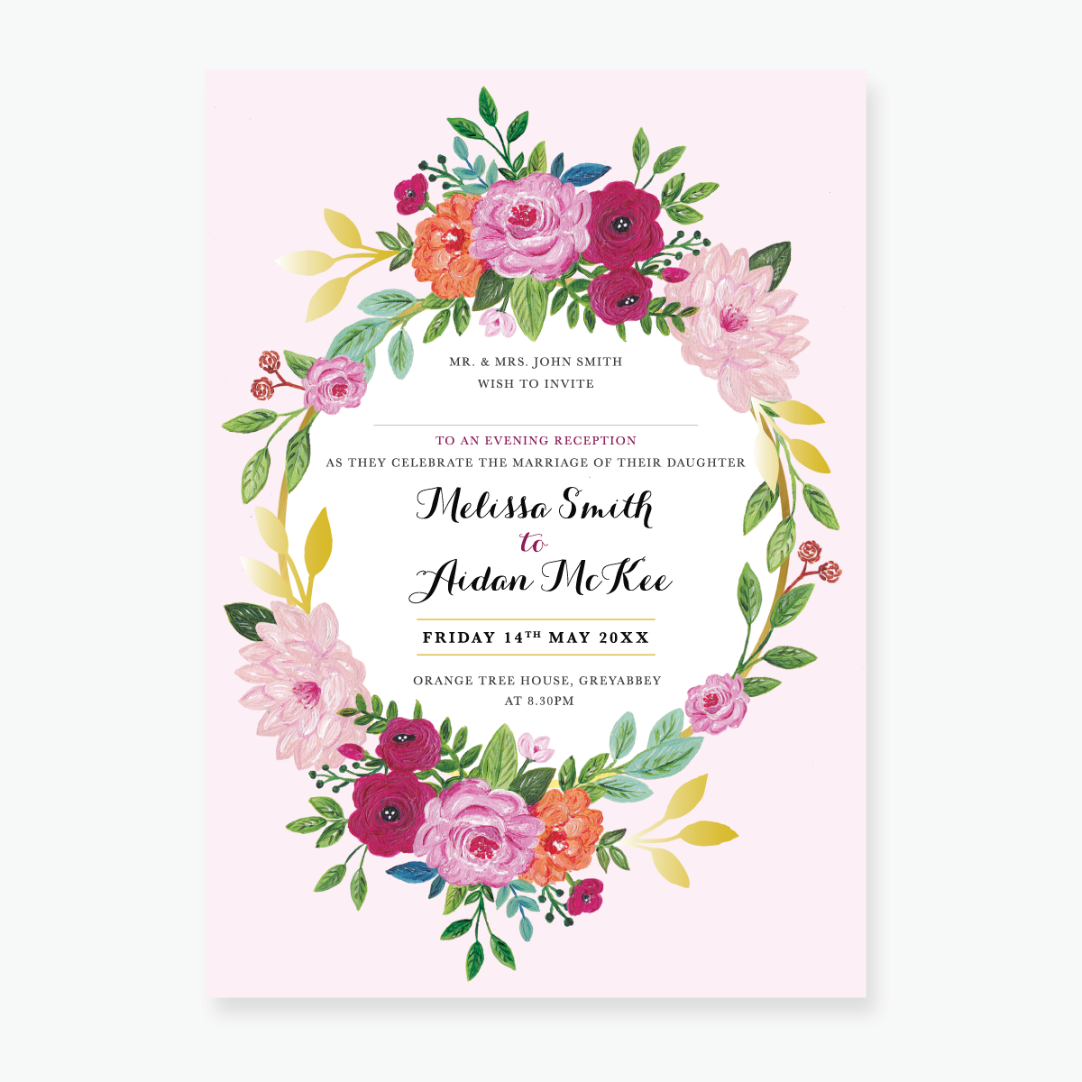 Wild Rose Evening Invitation