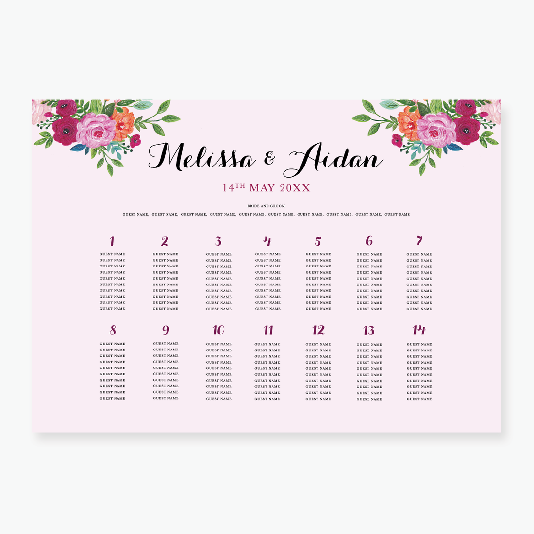 Wild Rose Table Plan